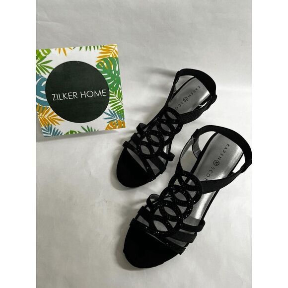 Karen Scott Women's Denice Wedge Sandals - Black 9M - Picture 1 of 8